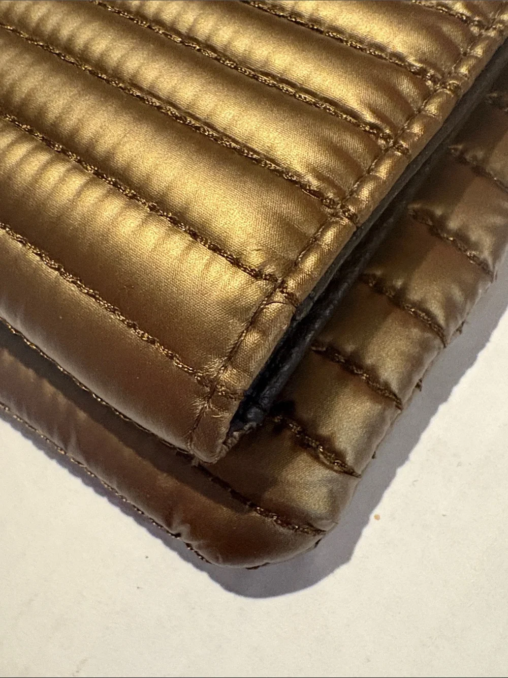 Samantha Brown Metallic Gold Quilted Wristlet